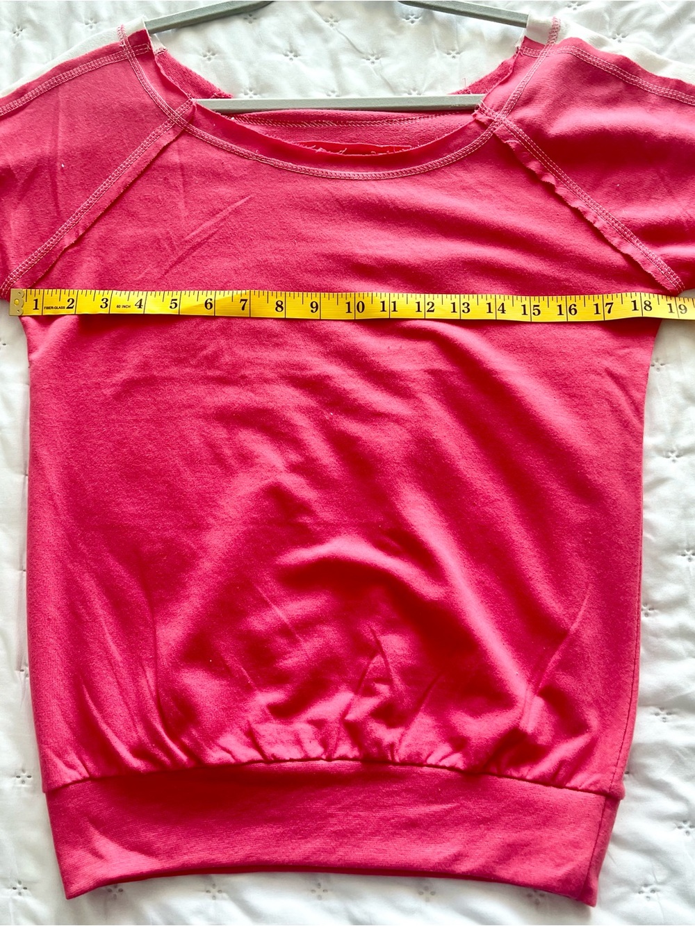 Rag Wear USA NWT Pink White Cropped Crewneck Sweatshirt M WN987 Y2K - Picture 6 of 7
